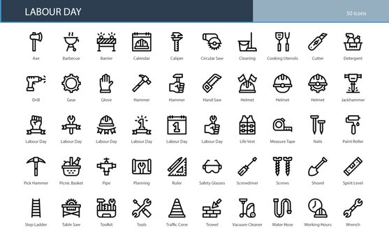 Labour Day Work Rights Employment Icon Set