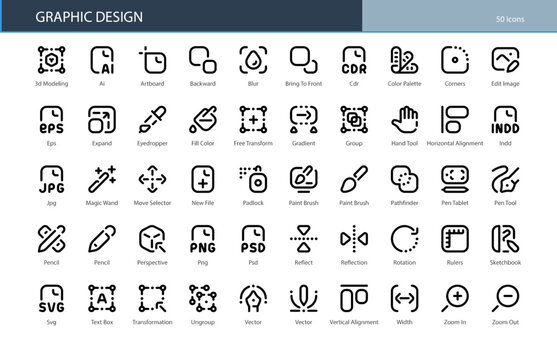 Graphic Design Visual Art Creative Studio Icon Set