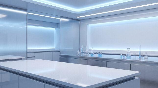 Modern Scientific Laboratory with Empty Countertop