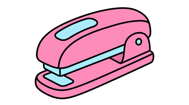 Stylish pink stapler with light blue accents for creative office decor