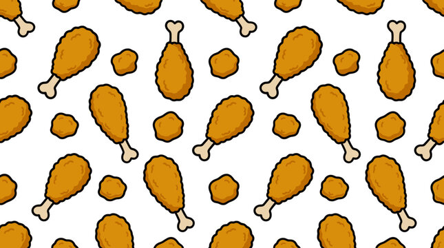 Seamless cartoon pattern with showcases playful seamless pattern chicken drumsticks honeycomb