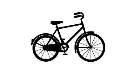 Fototapeta premium Solid black silhouette of a classic city bicycle