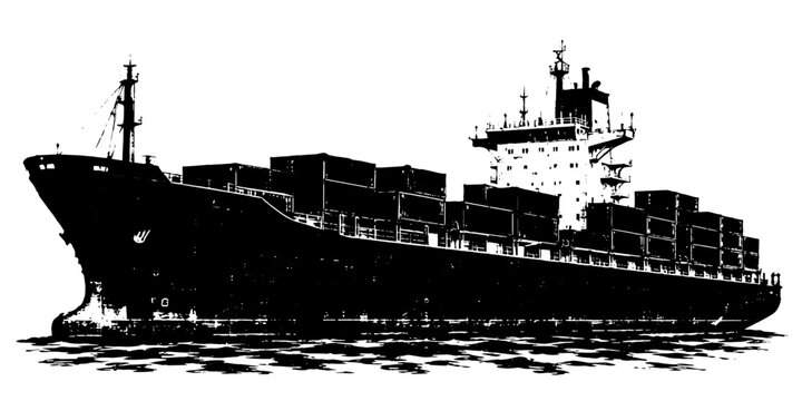 Large container ship transporting cargo across the ocean, symbolizing global shipping, freight, logistics, and international trade.