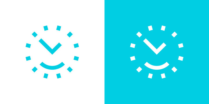 logo design combining time and smile, design vector icon idea