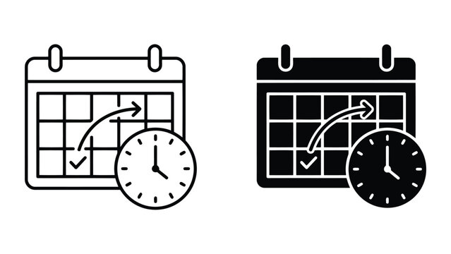 Project timeline schedule and clock deadline icon with calendar, schedule