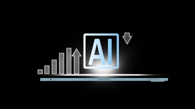 AI powered business optimization, Cost reduction and Quality control, Artificial Intelligence driven automation optimizes workflows, Improves quality, ai graph cost and quality .4k motion video.
