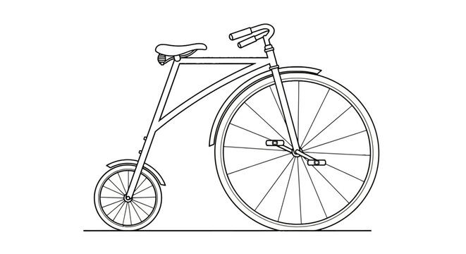 Minimalist vintage penny farthing bicycle line drawing