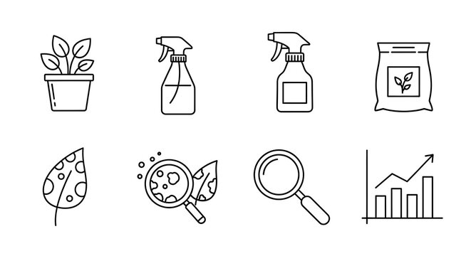 Modern Plant Care Kit Icons in Linear Style
