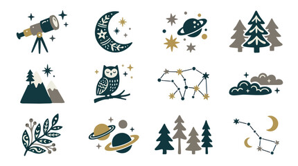 Celestial and Nature Themed Illustrations for Cosmic Exploration. © Vario