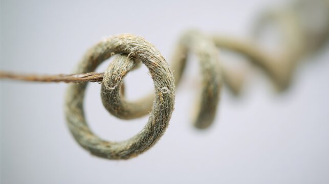Dried vetch tendril tight coil close up