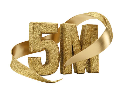5m gold glitter text isolated on transparent background