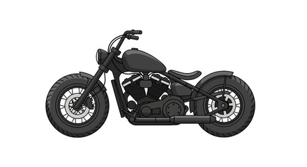 Matte black bobber motorcycle in profile © fernanda