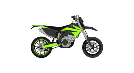 Obraz premium Lime green and black supermoto motorcycle profile