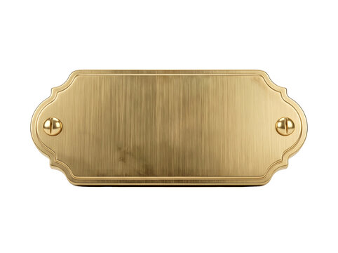 Empty vintage brass plaque isolated on transparent background