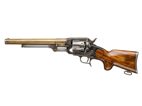 Antique revolver rifle isolated on transparent background