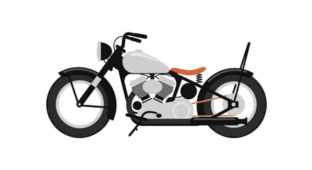 Vintage style bobber motorcycle with tan leather seat © lamiring