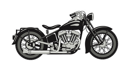 Classic black bobber motorcycle profile © bella