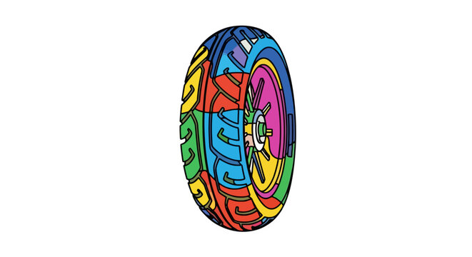 Colorful abstract motorcycle tire pop art