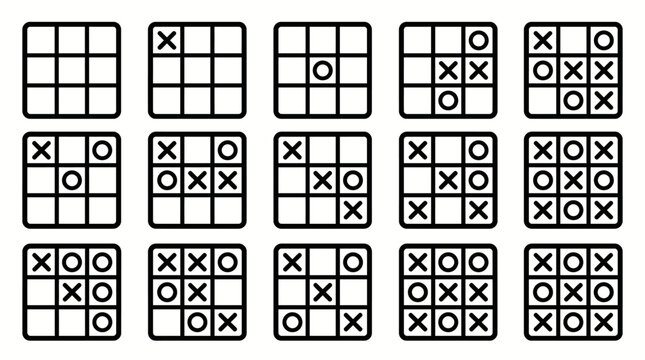 Tic tac toe icons collection, noughts and crosses game icon set - Vector 