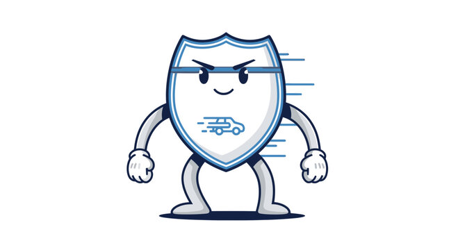 Protective shield with car icon for security and safety