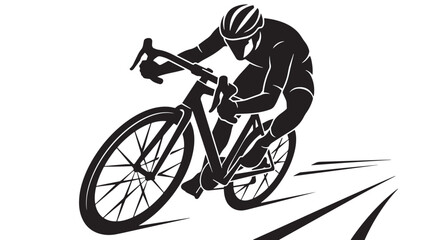Obraz premium Dynamic Road Cyclist Silhouette Racing on Speed Bike Vector Illustration for Sports Branding
