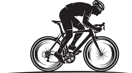 Fototapeta premium Professional Road Cyclist Silhouette Riding Fast Racing Bike Vector Illustration of Sport Speed