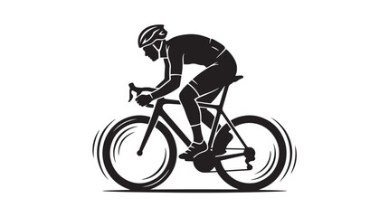 Fototapeta premium Professional Male Road Cyclist Silhouette Racing on Bicycle with Speed Motion Lines Vector