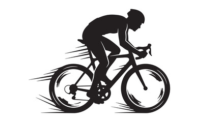 Fototapeta premium Professional Cyclist Silhouette Racing on a Road Bike with Speed Motion Lines Vector Graphic
