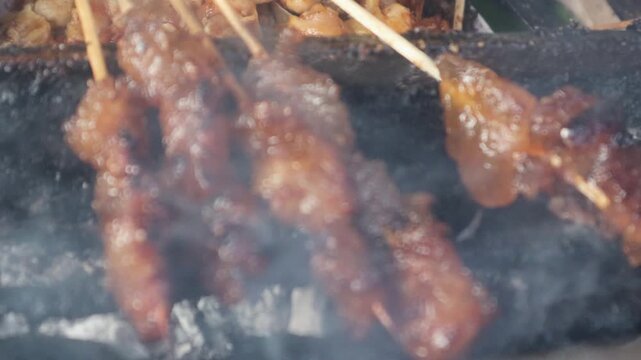 grilled meat on a skewer	