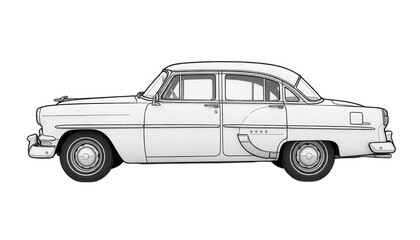 Fototapeta premium Vintage Car Side Profile Isolated Transparent Background