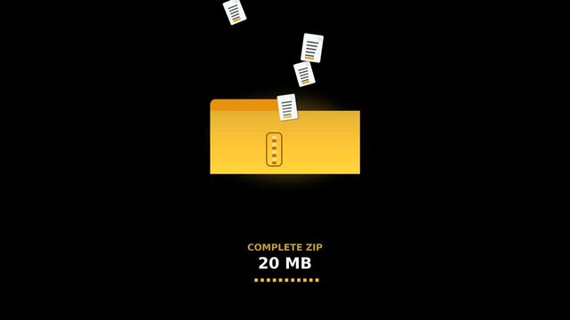 Data Compression Concept ZIP Archive Folder Icon and Progress