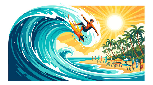 Man surfing on a wave board.