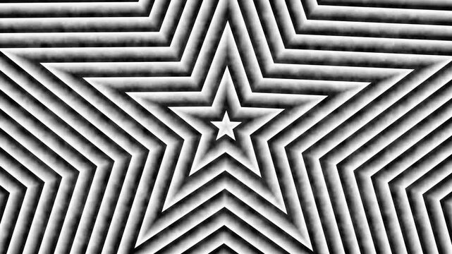 Concentric black and white gradient star shapes creating a hypnotic optical illusion with a central white star and radiating lines