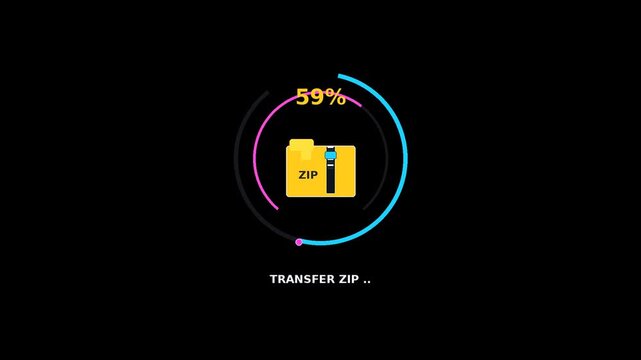 ZIP File Transfer Progress Animation with Percentage Indicator