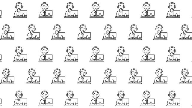 Seamless Customer Support Agent Icon Loop Background Video