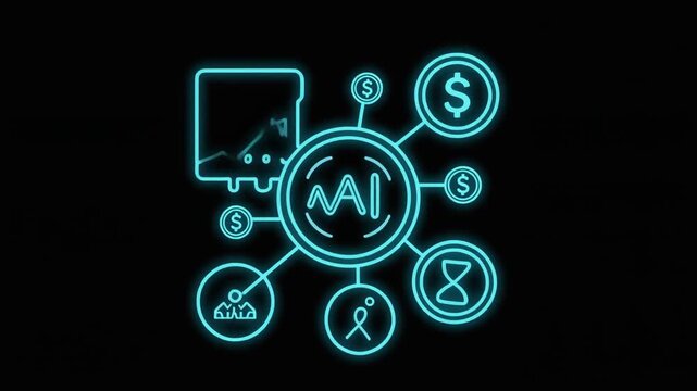 AI Finance Network Icon Animation on White Background