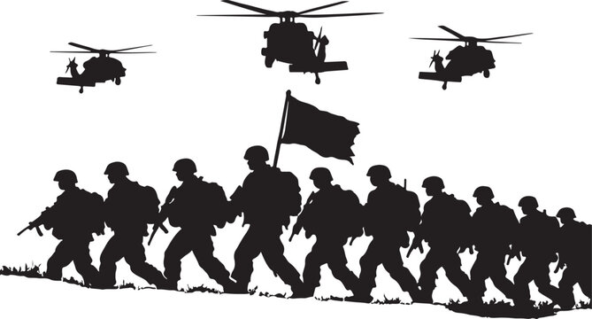  Military, soldiers, special forces, combat, black silhouette, vector icons, 5 soldiers, warfare, army silhouette vector