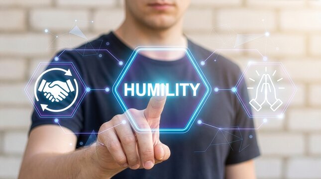 Concept of humility. Business, social, financial humility. New concept