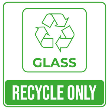 Glass Recycling Symbol and Text Sign for Waste Management and Sustainability