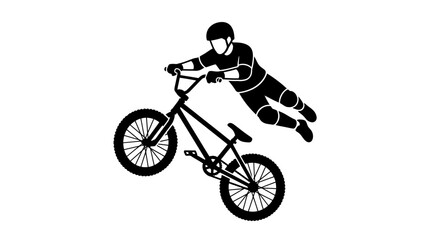 Obraz premium BMX Rider Performing Bicycle Trick Silhouette