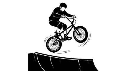Obraz premium BMX Rider Performing Jump on Ramp, Extreme Sports Silhouette