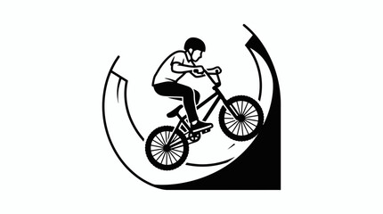 Obraz premium BMX Rider Performing Trick in Half Pipe