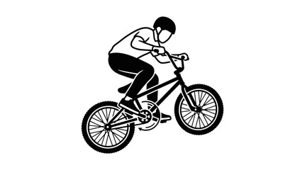 Obraz premium BMX Rider Performing Trick on Bicycle - Outline Vector Art