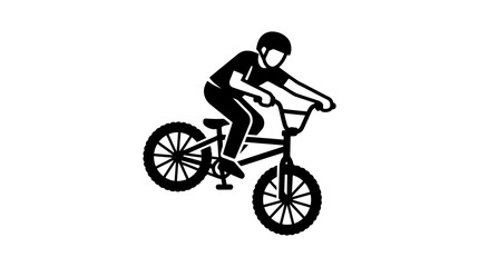 Obraz premium BMX Rider Performing Trick on Bicycle, Silhouette Vector