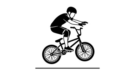 Obraz premium BMX Rider Performing Trick on Bicycle, Action Silhouette