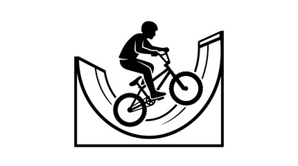 Obraz premium BMX Rider Performing Trick on Half Pipe Ramp - Silhouette Icon