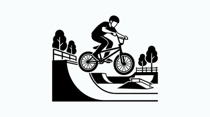 Obraz premium BMX Rider Performing Trick on Ramp at Skatepark