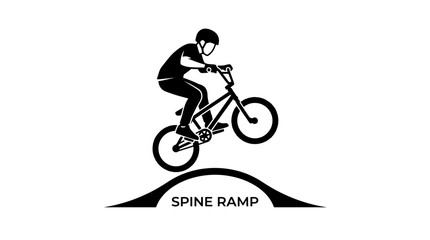 Obraz premium BMX Rider Performing Trick on Spine Ramp - Silhouette Style