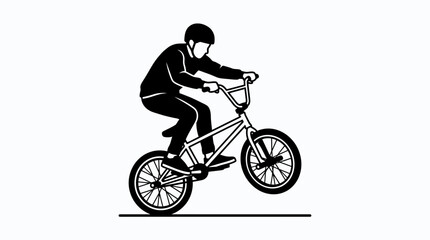 Obraz premium BMX Rider Performing Wheelie Trick, Silhouette Style