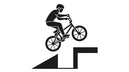 Obraz premium BMX Rider Performing Trick on Ramp - Silhouette Icon